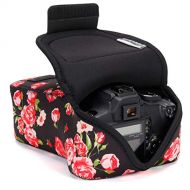 USA GEAR DSLR Camera Case and Zoom Lens Camera Sleeve (Floral) with Neoprene Protection, Holster Belt Loop and Accessory Storage - Compatible with Canon, Nikon, Sony, Olympus, Pent