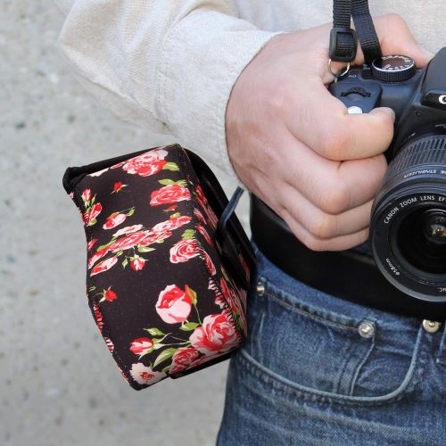  USA GEAR DSLR Camera Case and Zoom Lens Camera Sleeve (Floral) with Neoprene Protection, Holster Belt Loop and Accessory Storage - Compatible with Canon, Nikon, Sony, Olympus, Pent
