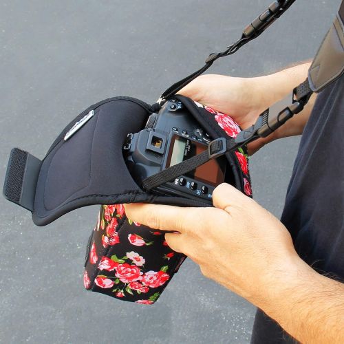  USA GEAR DSLR Camera Case and Zoom Lens Camera Sleeve (Floral) with Neoprene Protection, Holster Belt Loop and Accessory Storage - Compatible with Canon, Nikon, Sony, Olympus, Pent