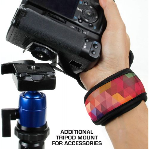  USA GEAR Professional Camera Grip Hand Strap with Geometric Neoprene Design and Metal Plate - Compatible with Canon , Fujifilm , Nikon , Sony and more DSLR , Mirrorless , Point & S
