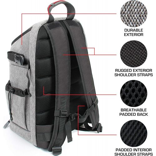  USA Gear DSLR Camera Backpack with Padded Dividers, Tripod Holder, Laptop Compartment, Rain Cover and Accessory Storage Compatible with Cameras from Nikon, Canon, Sony, Pentax and