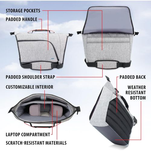  USA Gear Camera Shoulder Bag for DSLR SLR with Customizable Dividers, Weather Resistant Bottom, Comfortable Back Support and Adjustable Strap - Compatible with Nikon, Canon, Sony,