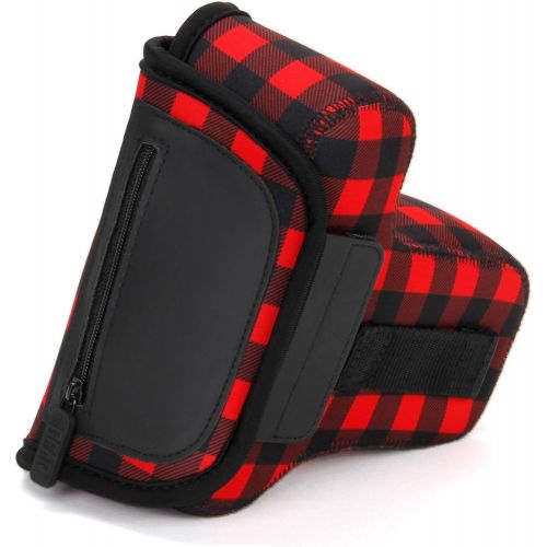  USA GEAR DSLR Camera Case/SLR Camera Sleeve (Red Plaid) with Neoprene Protection, Holster Belt Loop and Accessory Storage - Compatible with Nikon D3100 / Canon EOS Rebel SL2 / Pent