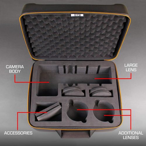  USA Gear HXS Hard Shell SLR Case with Rugged EVA Exterior, Removeable Dual-Layered Foam Tray and Egg-Crate Foam Top Cover - Compatible with Nikon, Canon, Sony, Olympus and More
