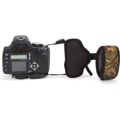  USA GEAR Professional Camera Grip Hand Strap with Camouflage Neoprene Design and Metal Plate - Compatible with Canon , Fujifilm , Nikon , Sony and more DSLR , Mirrorless , Point &