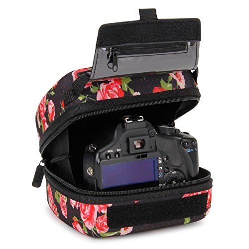  USA GEAR Hard Shell DSLR Camera Case (Floral) with Molded EVA Protection, Quick Access Opening, Padded Interior and Rubber Coated Handle-Compatible with Nikon, Canon, Pentax, Olymp