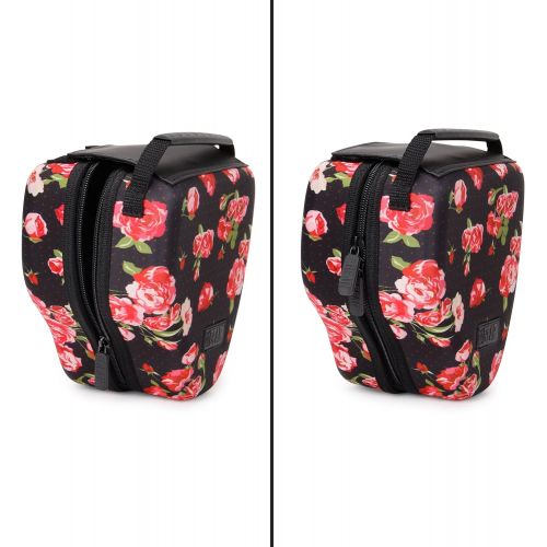  USA GEAR Hard Shell DSLR Camera Case (Floral) with Molded EVA Protection, Quick Access Opening, Padded Interior and Rubber Coated Handle-Compatible with Nikon, Canon, Pentax, Olymp