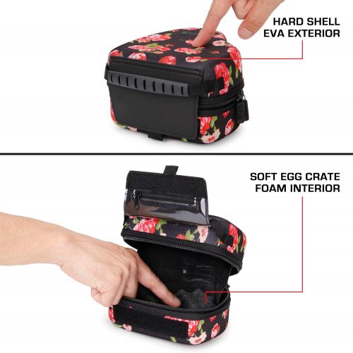  USA GEAR Hard Shell DSLR Camera Case (Floral) with Molded EVA Protection, Quick Access Opening, Padded Interior and Rubber Coated Handle-Compatible with Nikon, Canon, Pentax, Olymp