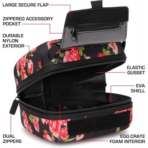  USA GEAR Hard Shell DSLR Camera Case (Floral) with Molded EVA Protection, Quick Access Opening, Padded Interior and Rubber Coated Handle-Compatible with Nikon, Canon, Pentax, Olymp