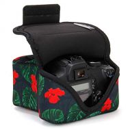 USA GEAR DSLR Camera Sleeve Case (Tropical) with Neoprene Protection, Holster Belt Loop and Accessory Storage - Compatible with Nikon D3100, Canon EOS Rebel SL2, Pentax K-70 and Mo