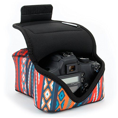  USA GEAR DSLR Camera Sleeve Case (Southwest) with Neoprene Protection, Holster Belt Loop and Accessory Storage - Compatible with Nikon D3100, Canon EOS Rebel SL2, Pentax K-70 and M