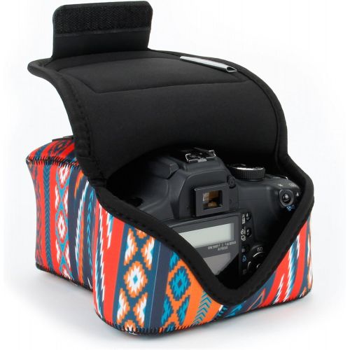 USA GEAR DSLR Camera Sleeve Case (Southwest) with Neoprene Protection, Holster Belt Loop and Accessory Storage - Compatible with Nikon D3100, Canon EOS Rebel SL2, Pentax K-70 and M