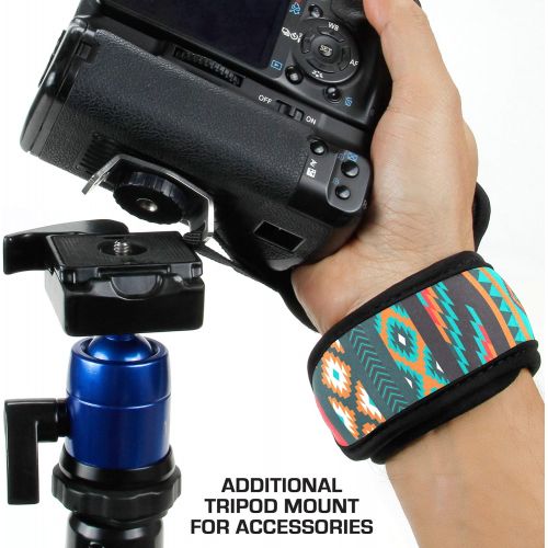  USA GEAR Professional Camera Grip Hand Strap with Southwest Neoprene Design and Metal Plate - Compatible with Canon , Fujifilm , Nikon , Sony and more DSLR , Mirrorless , Point & S