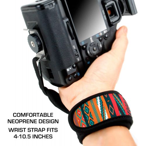  USA GEAR Professional Camera Grip Hand Strap with Southwest Neoprene Design and Metal Plate - Compatible with Canon , Fujifilm , Nikon , Sony and more DSLR , Mirrorless , Point & S