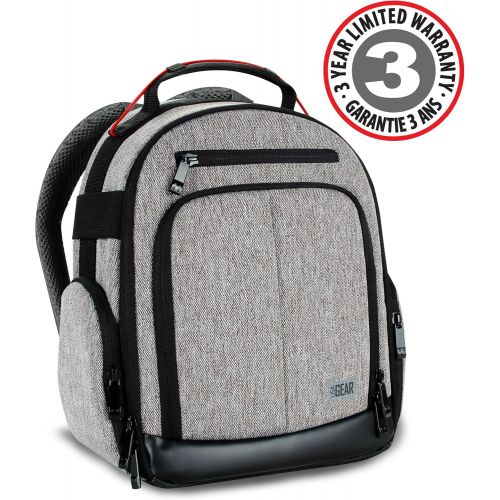  USA GEAR Portable Camera Backpack for DSLR (Gray) with Customizable Accessory Dividers, Weather Resistant Bottom and Comfortable Back Support - Compatible with Canon, Nikon and Mor