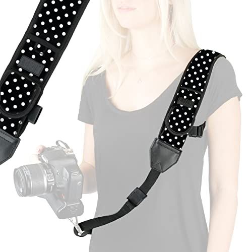  USA GEAR Camera Sling Shoulder Strap with Adjustable Neoprene, Safety Tether, Accessory Pocket, Quick Release Buckle - Compatible w/ Canon, Nikon, Sony and More DSLR and Mirrorless