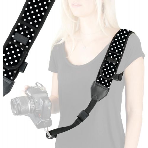  USA GEAR Camera Sling Shoulder Strap with Adjustable Neoprene, Safety Tether, Accessory Pocket, Quick Release Buckle - Compatible w/ Canon, Nikon, Sony and More DSLR and Mirrorless