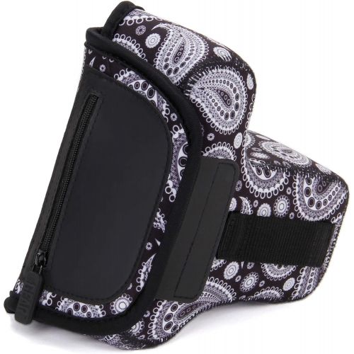  USA GEAR DSLR Camera Sleeve (Black Paisley) with Neoprene Protection, Holster Belt Loop and Accessory Storage - Compatible with Nikon D3100, Canon EOS Rebel SL2, Pentax K-70 and Mo