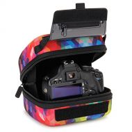 USA GEAR Hard Shell DSLR Camera Case (Geometric) with Molded EVA Protection, Quick Access Opening, Padded Interior and Rubber Coated Handle-Compatible with Nikon, Canon, Pentax, Ol