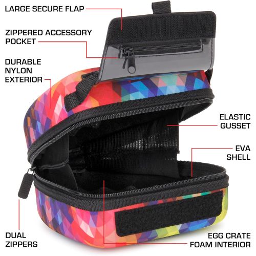  USA GEAR Hard Shell DSLR Camera Case (Geometric) with Molded EVA Protection, Quick Access Opening, Padded Interior and Rubber Coated Handle-Compatible with Nikon, Canon, Pentax, Ol