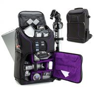 USA GEAR DSLR Camera Backpack Case - 15.6 inch Laptop Compartment, Padded Custom Dividers, Tripod Holder, Rain Cover, Long-Lasting Durability and Storage Pockets - Compatible with