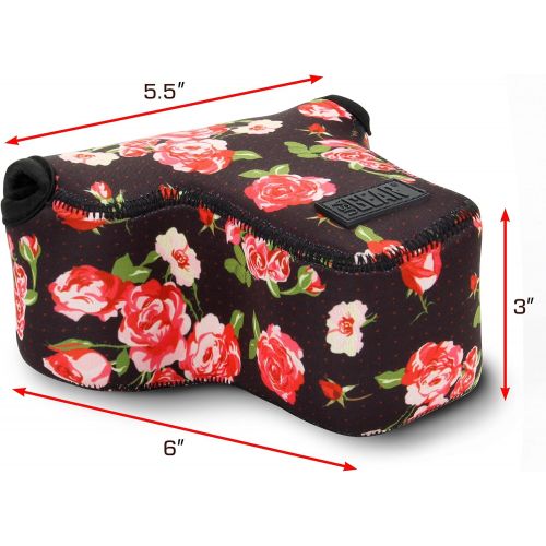  USA GEAR DSLR Camera Sleeve Case (Floral) with Neoprene Protection, Holster Belt Loop and Accessory Storage - Compatible with Nikon D3100, Canon EOS Rebel SL2, Pentax K-70 and Many