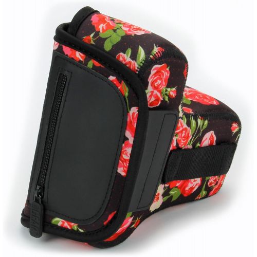  USA GEAR DSLR Camera Sleeve Case (Floral) with Neoprene Protection, Holster Belt Loop and Accessory Storage - Compatible with Nikon D3100, Canon EOS Rebel SL2, Pentax K-70 and Many