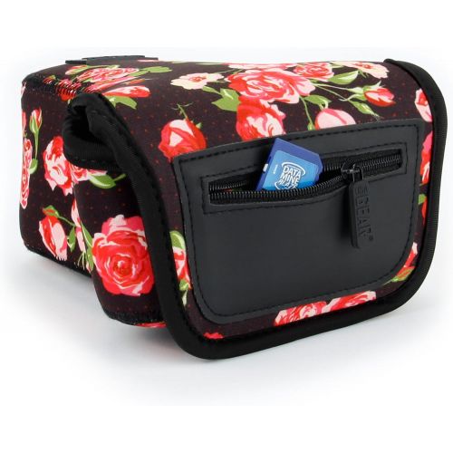  USA GEAR DSLR Camera Sleeve Case (Floral) with Neoprene Protection, Holster Belt Loop and Accessory Storage - Compatible with Nikon D3100, Canon EOS Rebel SL2, Pentax K-70 and Many