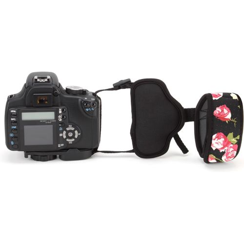  USA GEAR DualGRIP Professional Camera Grip Hand Strap with Neoprene Design and Metal Plate - Compatible with Canon, Fujifilm, Nikon, Sony, and more DSLR, Mirrorless, Point & Shoot
