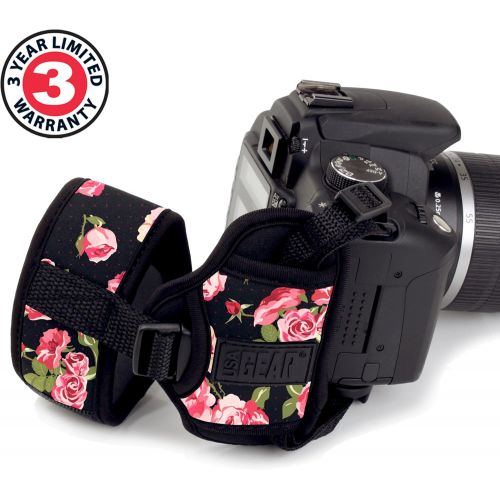  USA GEAR DualGRIP Professional Camera Grip Hand Strap with Neoprene Design and Metal Plate - Compatible with Canon, Fujifilm, Nikon, Sony, and more DSLR, Mirrorless, Point & Shoot