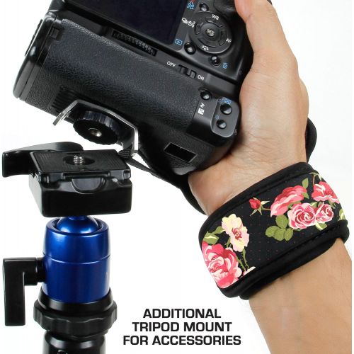  USA GEAR DualGRIP Professional Camera Grip Hand Strap with Neoprene Design and Metal Plate - Compatible with Canon, Fujifilm, Nikon, Sony, and more DSLR, Mirrorless, Point & Shoot