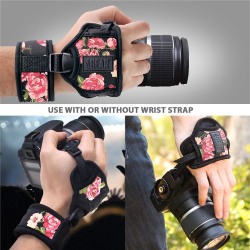  USA GEAR DualGRIP Professional Camera Grip Hand Strap with Neoprene Design and Metal Plate - Compatible with Canon, Fujifilm, Nikon, Sony, and more DSLR, Mirrorless, Point & Shoot