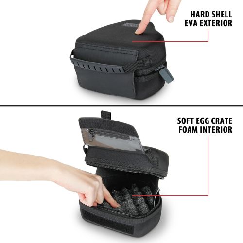  USA GEAR Hard Shell DSLR Camera Case (Black) with Molded EVA Protection, Quick Access Opening, Padded Interior and Rubber Coated Handle-Compatible with Nikon, Canon, Pentax, Olympu
