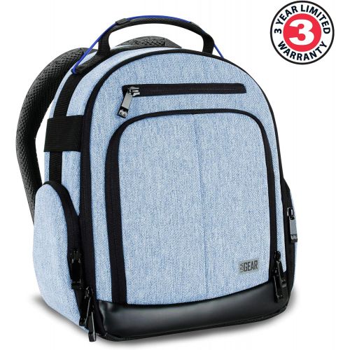  USA GEAR Portable Camera Backpack for DSLR (Blue) with Customizable Accessory Dividers, Weather Resistant Bottom and Comfortable Back Support - Compatible with Canon, Nikon and Mor