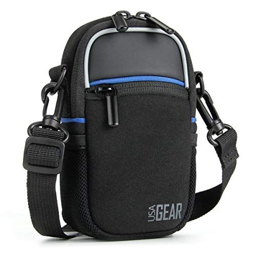  USA GEAR Compact Camera Case Point and Shoot Camera Bag with Accessory Pockets, Rain Cover and Shoulder Strap - Compatible with Sony CyberShot, Canon PowerShot ELPH, Nikon COOLPIX