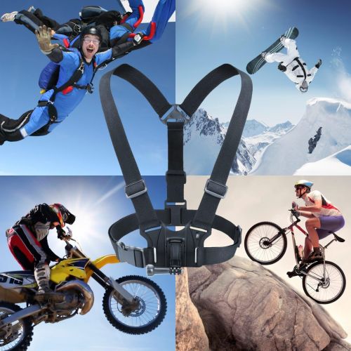  USA Gear Action Camera Chest Mount- Action Camera Accessories with Tripod Adapter. Camera Mount with Body Strap. Action Cam Accessories - Compatible with GoPro Max and Hero 3 8 9 1