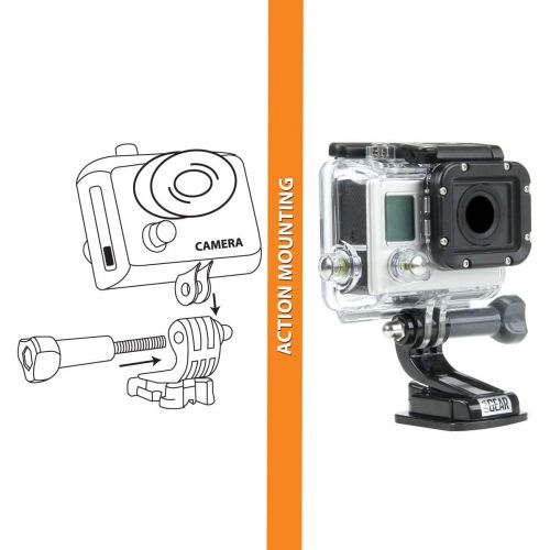  USA Gear Flat Adhesive Action Camera Mount w/J Hook, Tripod, Right Angle Adapter ? Strong Adhesive - Compatible with Hero 10 Black, Hero 9, DJI Osmo, Insta360 ONE R, Akaso Brave 7