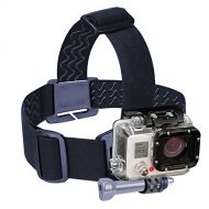 Head Strap GoPro Action Camera Mount with Stretch-Fit Band , J Hook & Tripod Adapter by USA Gear - Works with GoPro HERO 6 Black , HERO5 Black/Session , Drift Ghost-S , YI 4K , AKA