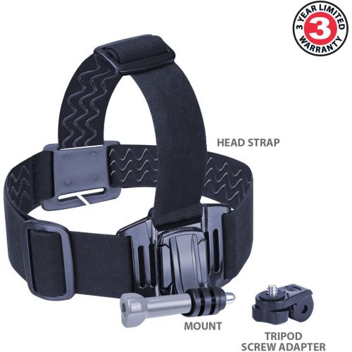  Head Strap GoPro Action Camera Mount with Stretch-Fit Band , J Hook & Tripod Adapter by USA Gear - Works with GoPro HERO 6 Black , HERO5 Black/Session , Drift Ghost-S , YI 4K , AKA