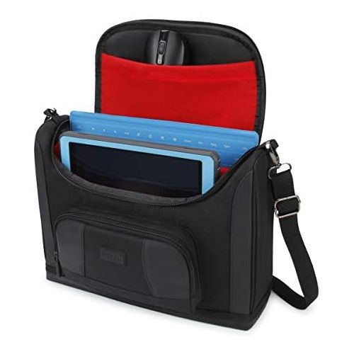  [아마존베스트]USA GEAR Compact Tablet Messenger Bag Compatible with Lenovo Smart Tab 10.1, Galaxy Tab A 10.1, Galaxy Tab S5e 10.5 - Durable Exterior, Shoulder Strap, Padded Adjustable Interior D