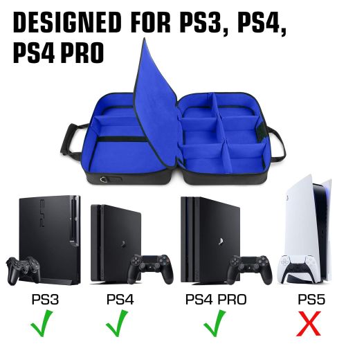  [아마존베스트]USA GEAR Console Carrying Case - PS4 Case Compatible with Playstation 4 Slim, PS4 Pro, and PS3 - Customizable Interior Stores PS4 Games, PS4 Controller, PS4 Headset, and More Gamin