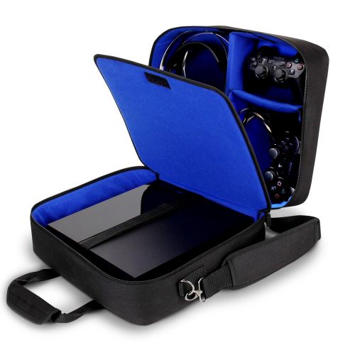  [아마존베스트]USA GEAR Console Carrying Case - PS4 Case Compatible with Playstation 4 Slim, PS4 Pro, and PS3 - Customizable Interior Stores PS4 Games, PS4 Controller, PS4 Headset, and More Gamin