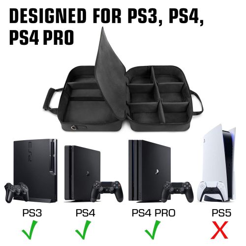  [아마존베스트]USA GEAR Console Carrying Case - PS4 Case Compatible with Playstation 4 Slim, PS4 Pro, and PS3 - Customizable Interior Store PS4 Games, PS4 Controller, PS4 Headset, and More Gaming