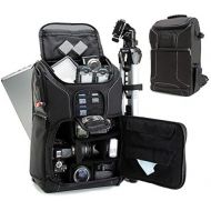 [아마존베스트]USA GEAR DSLR Camera Backpack Case (Black) - 15.6 inch Laptop Compartment, Padded Custom Dividers, Tripod Holder, Rain Cover, Long-Lasting Durability and Storage Pockets - Compatib