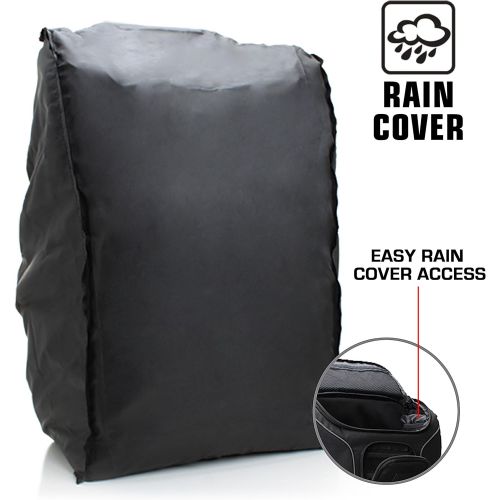  [아마존베스트]USA GEAR DSLR Camera Backpack Case (Black) - 15.6 inch Laptop Compartment, Padded Custom Dividers, Tripod Holder, Rain Cover, Long-Lasting Durability and Storage Pockets - Compatib
