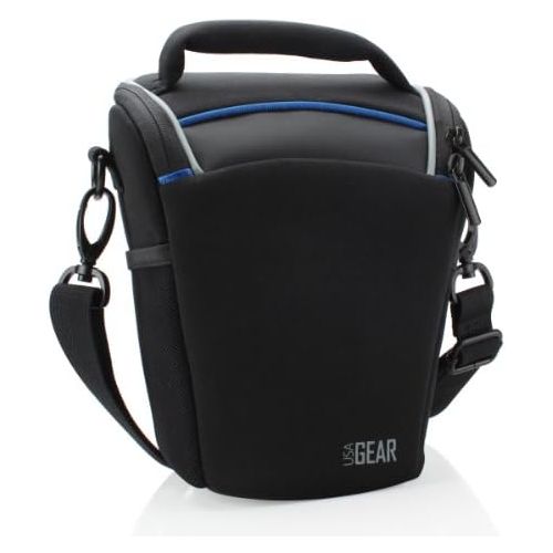  [아마존베스트]USA Gear SLR Camera Case Bag (Black) with Top Loading Accessibility, Adjustable Shoulder Sling, Padded Handle, Weather Resistant Bottom - Comfortable, Durable and Light Weight for