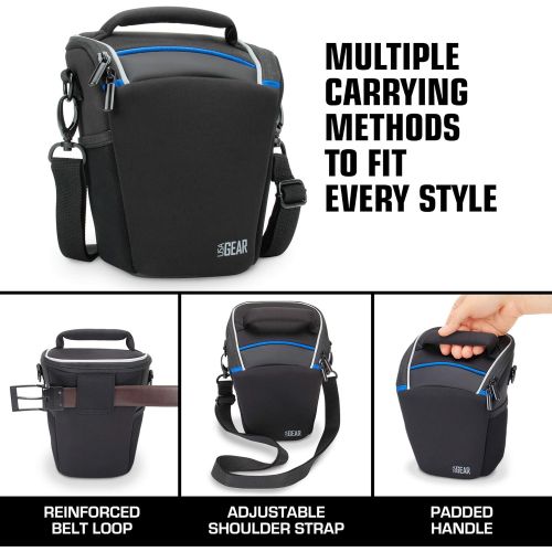  [아마존베스트]USA Gear SLR Camera Case Bag (Black) with Top Loading Accessibility, Adjustable Shoulder Sling, Padded Handle, Weather Resistant Bottom - Comfortable, Durable and Light Weight for