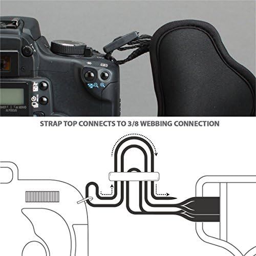  USA GEAR Professional Camera Grip Hand Strap with Black Neoprene Design and Metal Plate - Compatible with Canon , Fujifilm , Nikon , Sony and more DSLR , Mirrorless , Point & Shoot