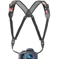 USA GEAR DSLR Camera Strap Chest Harness with Quick Release Buckles, Floral Neoprene Pattern and Accessory Pockets - Compatible with Canon, Nikon, Sony and More Point and Shoot and