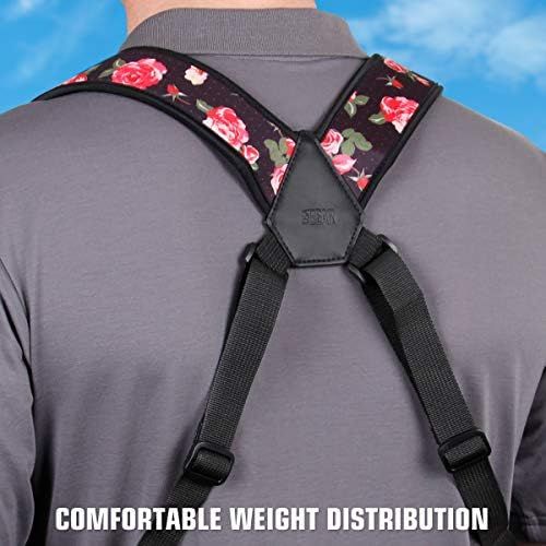  USA GEAR DSLR Camera Strap Chest Harness with Quick Release Buckles, Floral Neoprene Pattern and Accessory Pockets - Compatible with Canon, Nikon, Sony and More Point and Shoot and